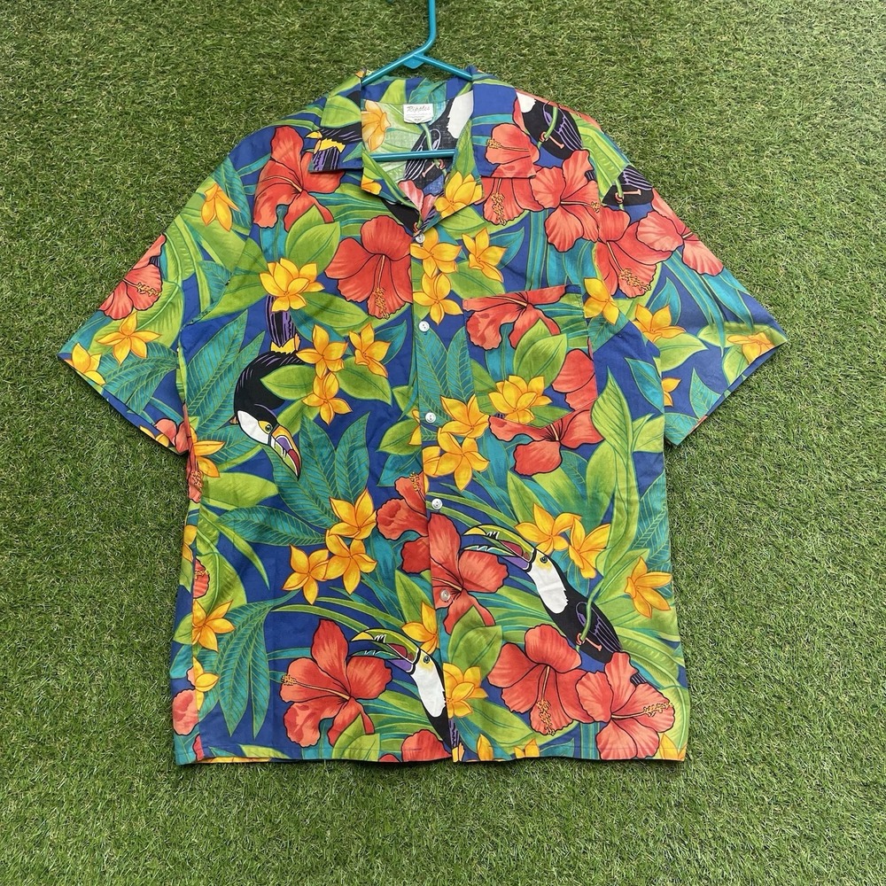 Ripples Hawaiian Shirt Mens Large Button Up Eiichiro Oda Ripple AOP Vintage 80s